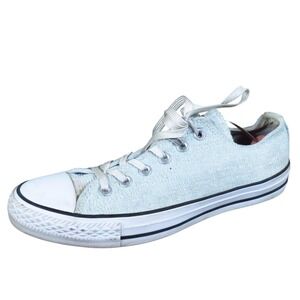 Converse Sparkle Knit Women Athletic Sneaker Size 9 Casual Light Blue Silver